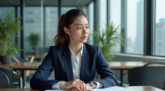 Jeune femme d'affaires examine des documents de prêt immobilier