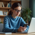 Femme d'âge moyen travaillant dans un bureau à domicile