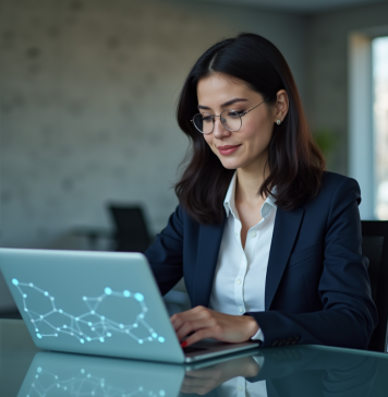 Technologie blockchain : définition, fonctionnement et applications Femme professionnelle travaillant sur un diagramme blockchain