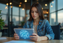 Fiabilité de la blockchain : tout savoir sur cette technologie révolutionnaire ! Jeune femme en bureau utilisant une tablette blockchain