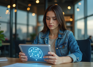 Fiabilité de la blockchain : tout savoir sur cette technologie révolutionnaire ! Jeune femme en bureau utilisant une tablette blockchain