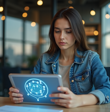 Fiabilité de la blockchain : tout savoir sur cette technologie révolutionnaire ! Jeune femme en bureau utilisant une tablette blockchain