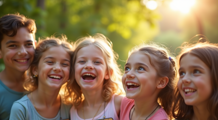 Enfants souriants en plein air avec noms commençant par J