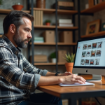 Boutique d’armes en ligne : où trouver les meilleures offres pour les passionnés? Homme d'âge moyen dans un bureau à domicile organisé