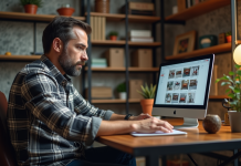 Boutique d’armes en ligne : où trouver les meilleures offres pour les passionnés? Homme d'âge moyen dans un bureau à domicile organisé