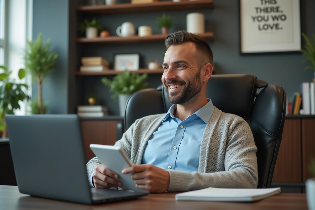 Homme souriant lors d