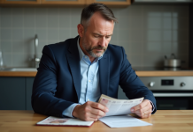 Livret A : pourquoi ne pas placer plus de 3000 € ? Optimisation fiscale épargne Homme d'âge moyen en costume bleu examinant un livret d'épargne