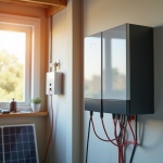 Installation d une batterie solaire moderne dans une pièce lumineuse