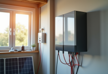 Installation d une batterie solaire moderne dans une pièce lumineuse