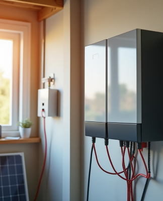 Installation d une batterie solaire moderne dans une pièce lumineuse