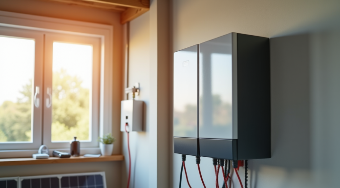 Installation d une batterie solaire moderne dans une pièce lumineuse