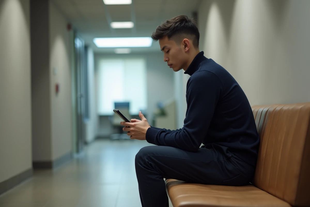 Jeune homme seul dans le couloir du bureau