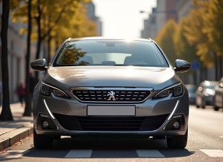 La nouvelle Peugeot 308 : quels changements à prévoir ? Peugeot 308 neuve stationnee en ville en plein jour