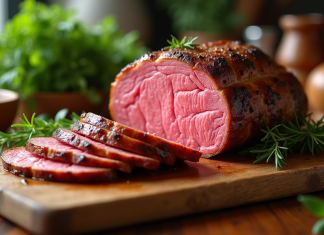 Cuisson du rôti de bœuf de 700 g : conseils de chefs pour un résultat parfait Rôti de boeuf tranché avec croûte dorée et intérieur rose