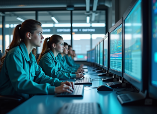 Les secrets du BTS CIRA : zoom sur cette formation Étudiants dans une salle de contrôle moderne observant des écrans