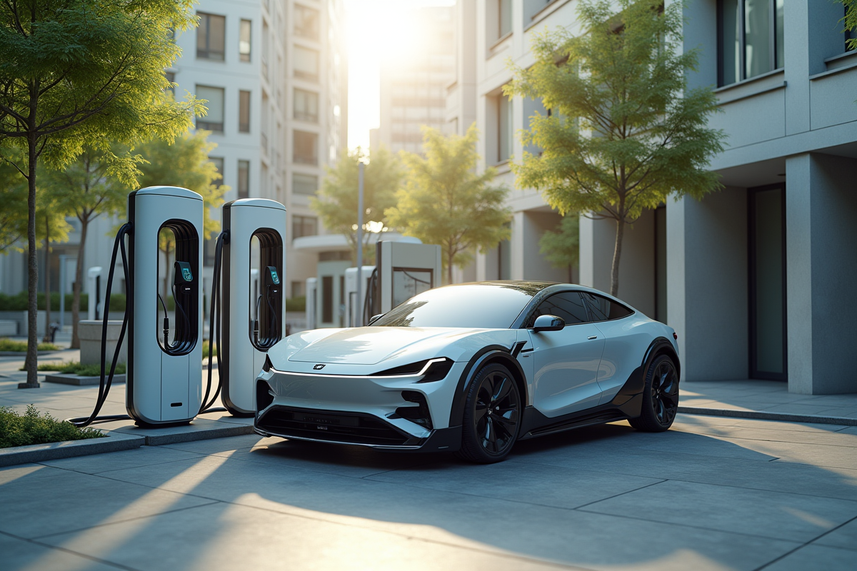 Station de recharge de voiture électrique dans un environnement urbain